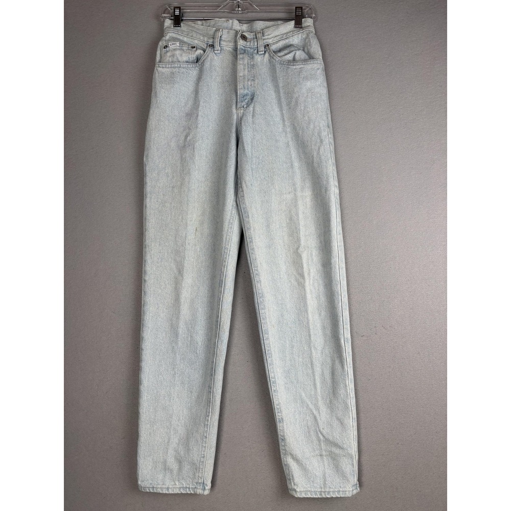 Lee Jeans Womens 8 Light Wash Blue High Rise Tapered Leg Mom Fit Denim Zip Fly